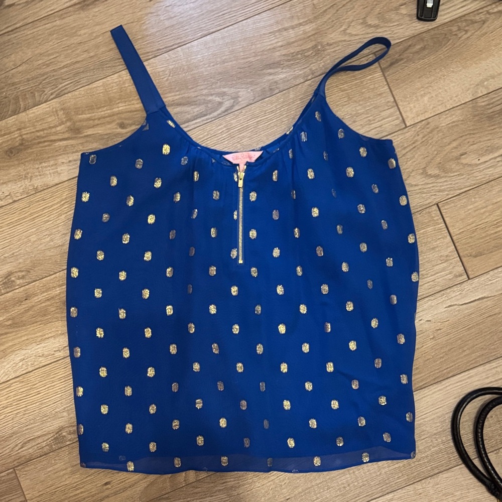 Lilly Pulitzer Royal Blue Camisole with Gold Dot Print